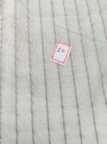 White Pure Cotton Silver Zari Stripe Weaved Dyeable Fabric