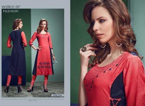 Rayon Navy Blue and Pink Round Neck A Line Dress