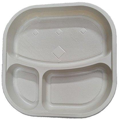 Rectangle Plastic 3 Partition Meal Tray, For Serving Food, Feature : Disposable, Light Weight