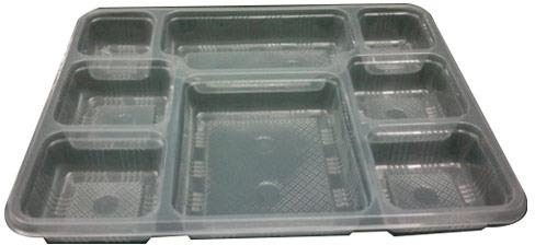 Rectangle Plastic 8 Partition Meal Tray, For Serving Food, Feature : Disposable, Light Weight