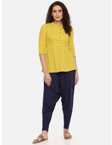 Ladies Navy Blue Dhoti Salwar, Pattern : Plain