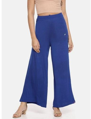 Feather Soft 95 % Viscose 5% Spandex Plain Royal Blue Palazzo Pants, Gender : For Female