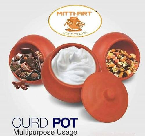 Mitti Art Round Clay Curd Pot