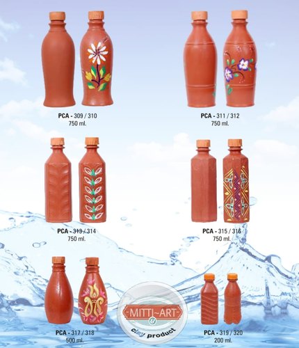 Clay Water Bottle, Color : Red