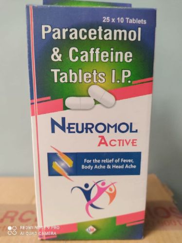 Neuromol Active Paracetamol Caffeine Tablets, Grade : Medicine Grade