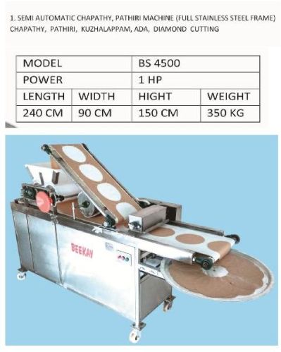 SEMI AUTOMATIC CHAPPATHY / ROTI MACHINE, For Metal Cutting