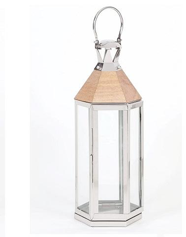 Polished Metal Pentagon Candle Lanterns, For Wedding, Lighting, Decoration, Size : 40x40x45cm