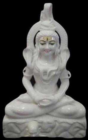 18 Inch Marble Shiva Statue, For Worship, Temple, Interior Decor, Pattern : Plain