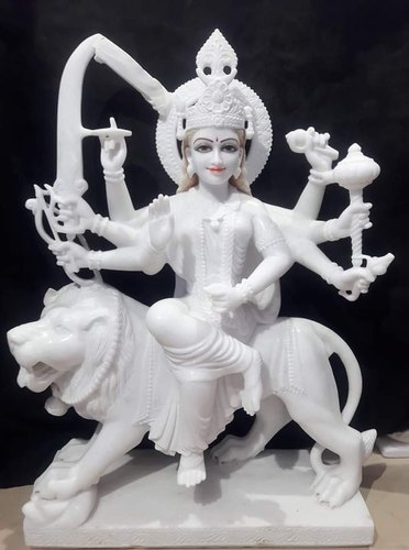 Carved Marble Durga Mata Statue, Size : 4.2 Feet
