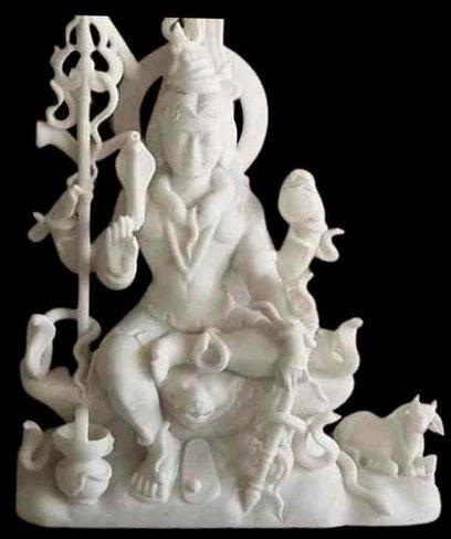 45 Inch Marble Shiva Statue, For Worship, Temple, Interior Decor, Pattern : Carved