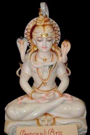 5 Feet Marble Shiva Statue, For Worship, Temple, Interior Decor, Pattern : Painted