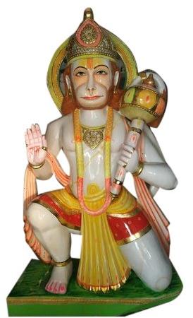 60 Inch Marble Hanuman Statue, For Worship, Temple, Interior Decor, Pattern : Painted