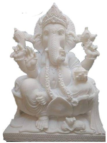 Glossy Marble Ganesha Statue, For Worship, Temple, Pattern : Carved