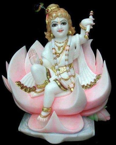 Marble Bal Krishna Statue, For Worship, Temple, Interior Decor, Pattern : Painted