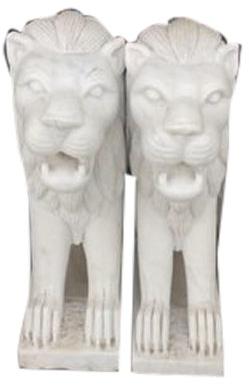 Polished Marble Lion Statue, For Garden, Shop, Size : 30 Inch