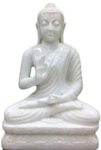 White Marble Buddha Statue, For Worship, Temple, Garden, Pattern : Carved