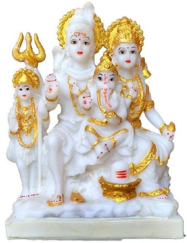 Shiv Parivar Marble Statue, Color : White Golden