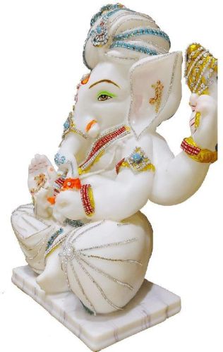 White Marble Ganpati Bappa Statue