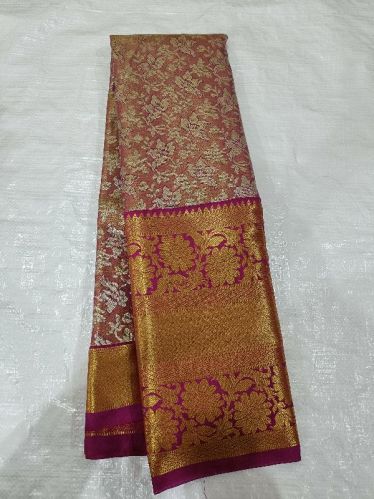 Long Border Zari Brocade Saree, For Easy Wash, Dry Cleaning, Anti-Wrinkle, Shrink-Resistant, Width : 5.5 Meter