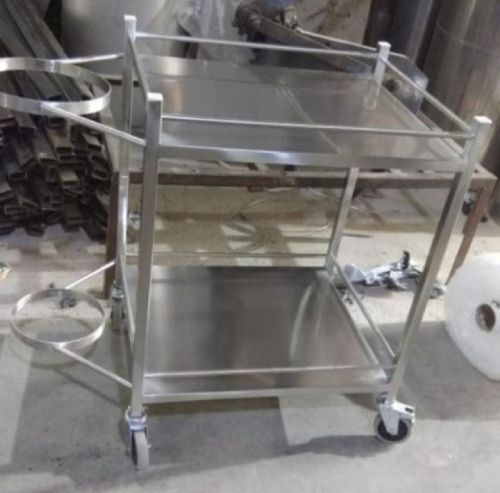 Rectangular Polished Aluminium Hospital Dressing Trolly, Color : Silver