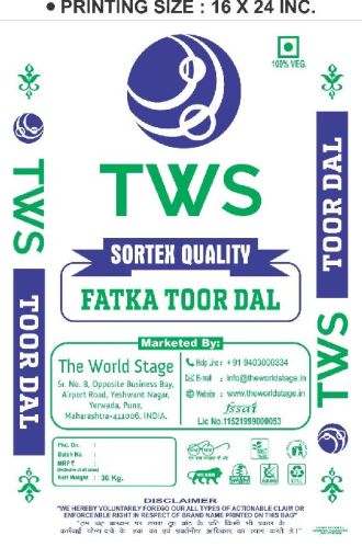 TWS Natural Fatka Toor Dal, Packaging Type : Plastic Packet