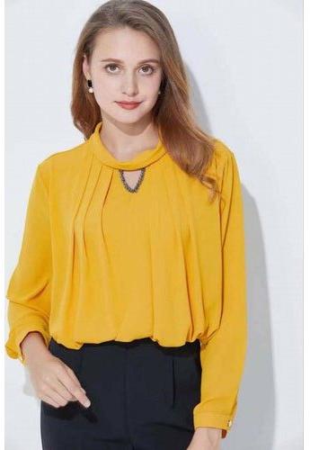 Plain Ladies Chiffon Top, Size : S-XXL