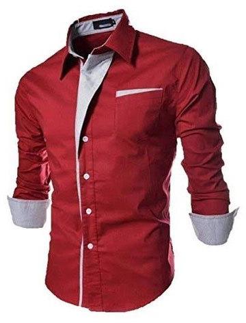 Collar Neck Mens Cotton Casual Shirt, Size : M-4XL