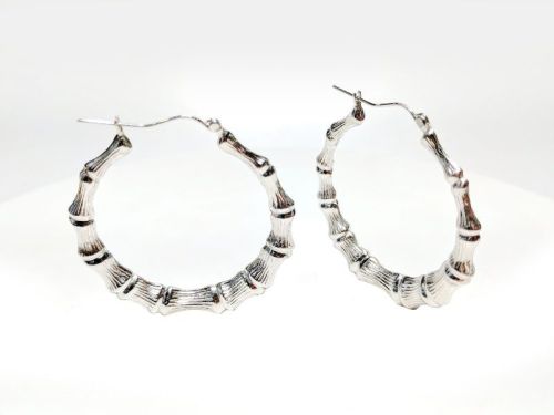 Polished Bamboo Style Silver Earrings, Occasion : Party Wear, Wedding Wear