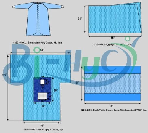 Woven Cystoscopy Drape Kit, For Ophthalmic, Pattern : Plain