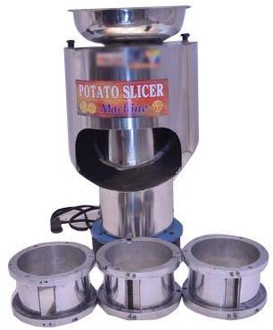 Stainless Steel Automatic Potato Slicer Machine, For Plane, Laffer, Salli, Voltage : 230