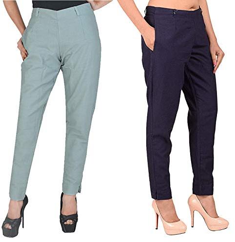 Cotton Plain Ladies Narrow Bottom Trouser, Technics : Machine Made