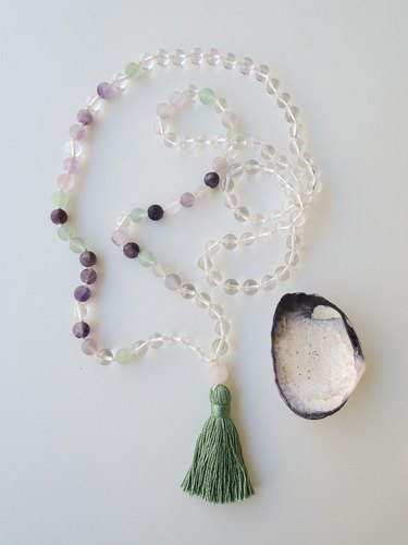 Crystal Destination Polished Natural Stone Multi Fluorite Japa Mala, Packaging Type : Box