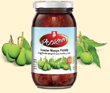 Pooram Foods Tender Mango Pickle, Packaging Type : Glass Bottle, Plastic Bottle, Plastic Pack-Pouch