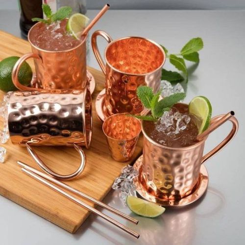 Copper Mug With Handle, For Home, Size : Medium