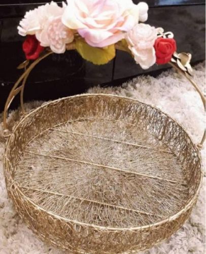 Decor Art Round Metal Wire Hamper Basket, For Kitchen, Stores, Technics : Hand Made