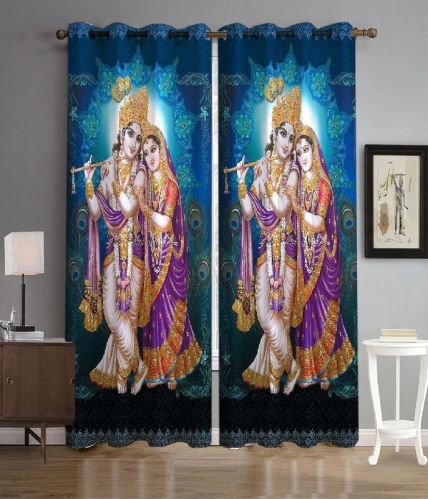 Panel Print Long Crush Curtains, For Home, Feature : Anti-Wrinkle, Easily Washable