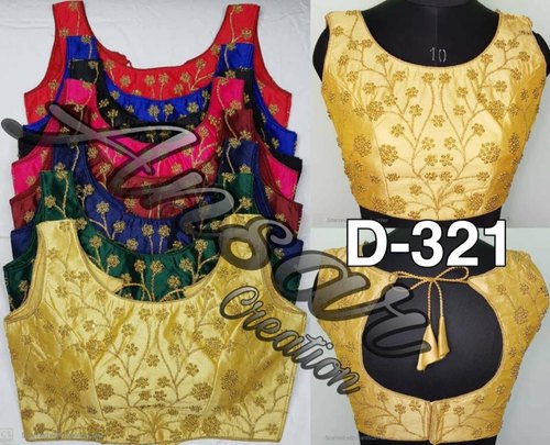 Ansar Creation Phantom Silk Readymade Embroidery Sleeveless Blouse, Occasion : Party Wear