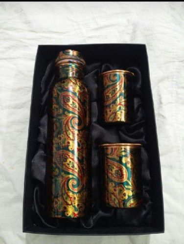Sahi Hai Paper Printed Copper Bottle and Glass Set