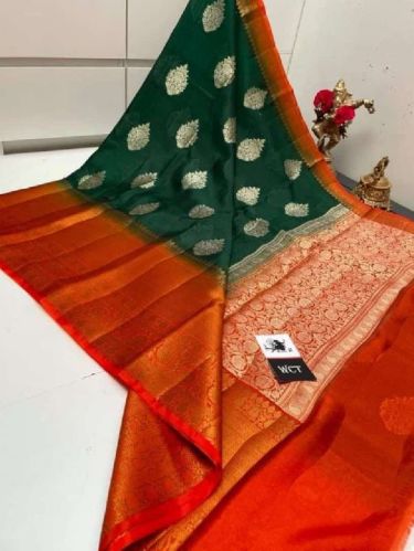 Zari Butta Banarasi Silk Saree, Color : Multicolor