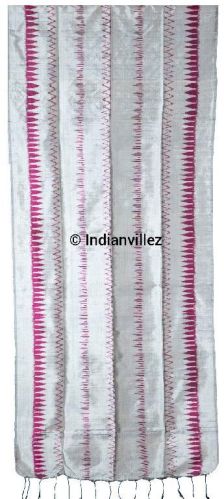 Grey & Pink Contemporary Odisha Handloom Ikat Silk Stole