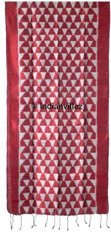 Maroon & White Contemporary Odisha Handloom Ikat Silk Stole