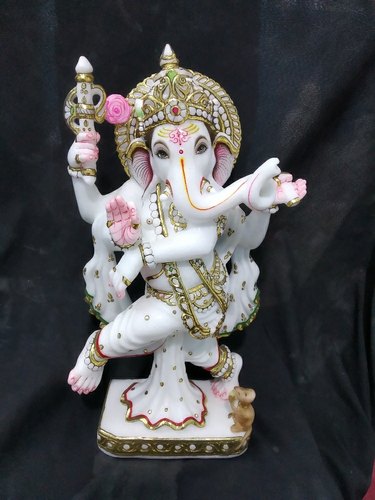 Marble Dancing Ganesha Statue, Color : Multicolor