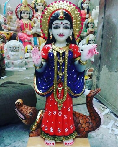 Printed Polished Marble Khodiyar Mata Statue, Packaging Type : Thermocol Box