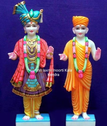 Painted Marble Swaminarayan Statue, Color : White
