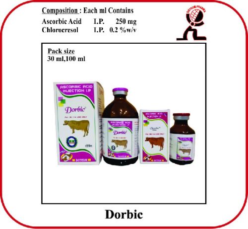 ASCORBIC ACID INJECTION DORBIC, For Veterinary Use, Packaging Type : Amber Vial