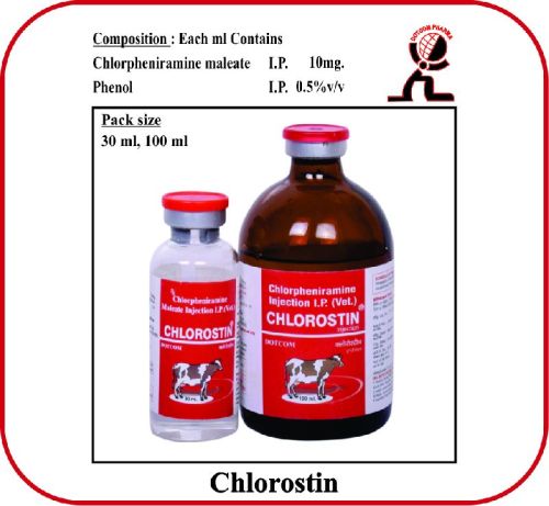 CHLORPHENIRAMINE MALEATE INJECTION CHLOROSTIN, For Veterinary Use Only, Packaging Type : Clear Vial