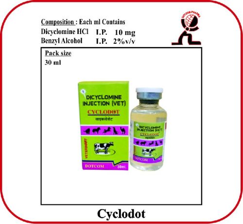 DICYCLOMINE HCL INJECTION CYCLODOT, For Veterinary Use, Purity : 100%