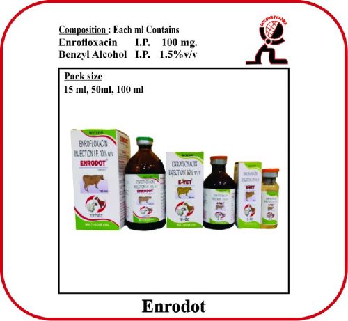 ENROFLOXACIN INJECTION ENRODOT, For Veterinary Use, Packaging Type : Amber Vial