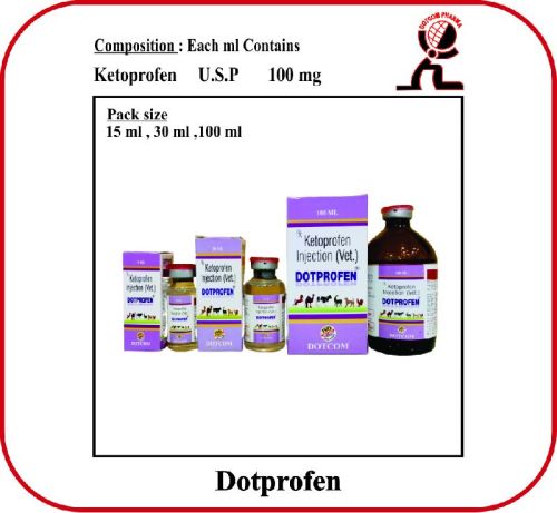 KETOPROFEN INJECTION DOTPROFEN, For Veterinary Use, Packaging Type : Amber Vial / Clear Vial