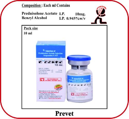 PREDNISOLONE ACETATE INJECTION PREVET, For Veterinary Use, Purity : 100%